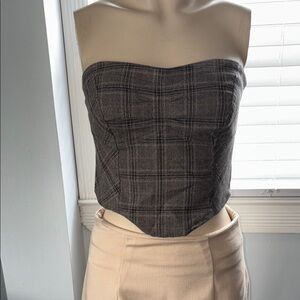 Plaid Strapless Top
